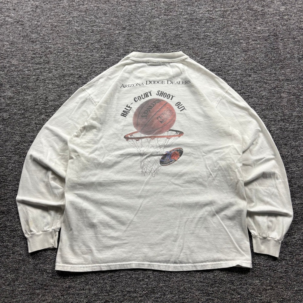 Vintage 1998 Hanes Phoenix Suns Shoot Out Graphic White Long Sleeve Size Large
